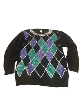 I.B Diffusion Vintage Sequin Silk Wool Angora Blend Sweater Size Medium